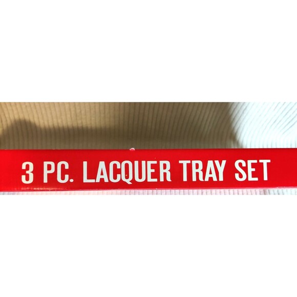 Vintage Asahi Trading Co 3 Piece Lacquerware Tray Set Merry Christmas Made Japan - Picture 8 of 13